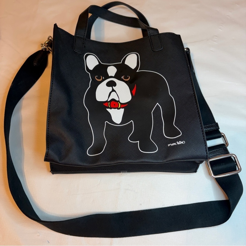 Stylish Black Crossbody Bag with Dog Print - Picture 2 of 9